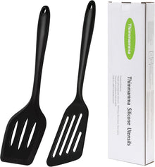 Hitzebeständiger Silikon Pfannenwender Spatel Set Schwarz 2