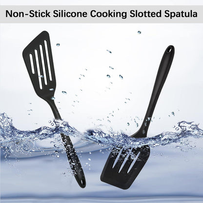 Hitzebeständiger Silikon Pfannenwender Set 34cm 2 Stücke - Schwarz