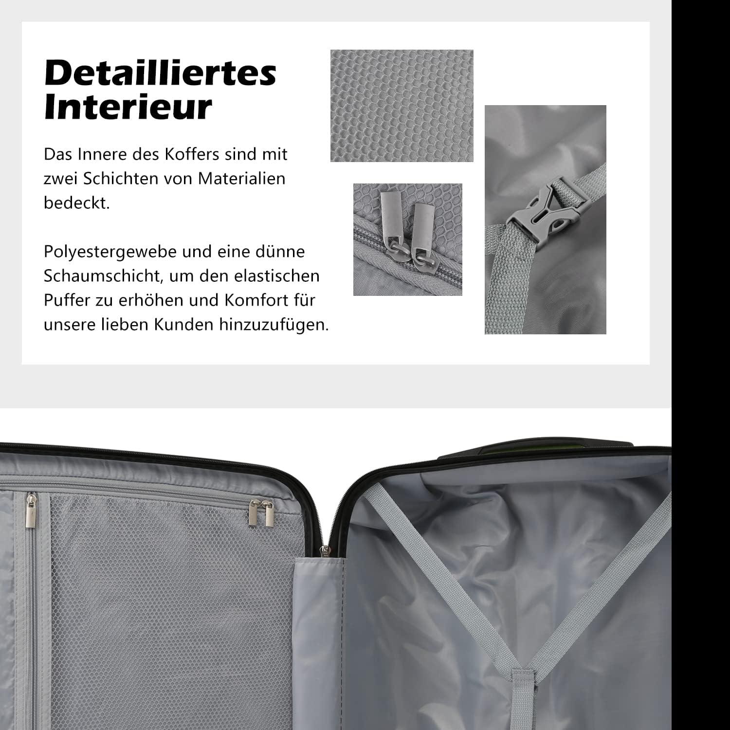 Hartschalen-Koffer mit TSA-Schloss, 4 Rollen Schwarz 56x39x22cm