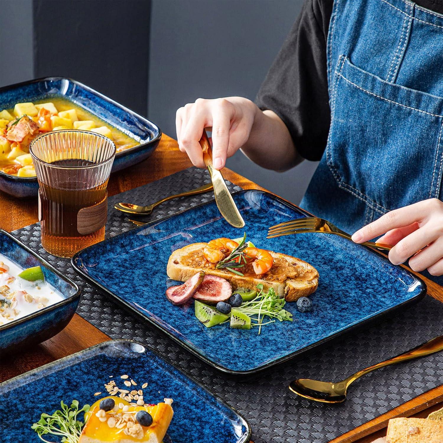 vancasso STERN Set blau 16-teilig Geschirr Tafelservice quadratisch