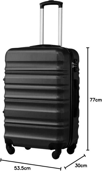COOLIFE Hartschalen-Koffer Trolley Reisekoffer TSA-Schloss 4 Rollen Schwarz