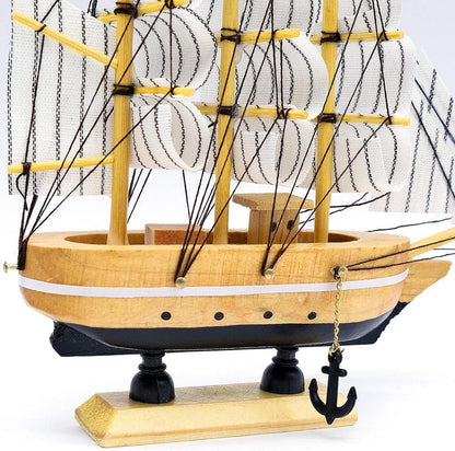 Kleines 16CM Holzsegelboot Modell Dekoration Nautische Maritime Deko