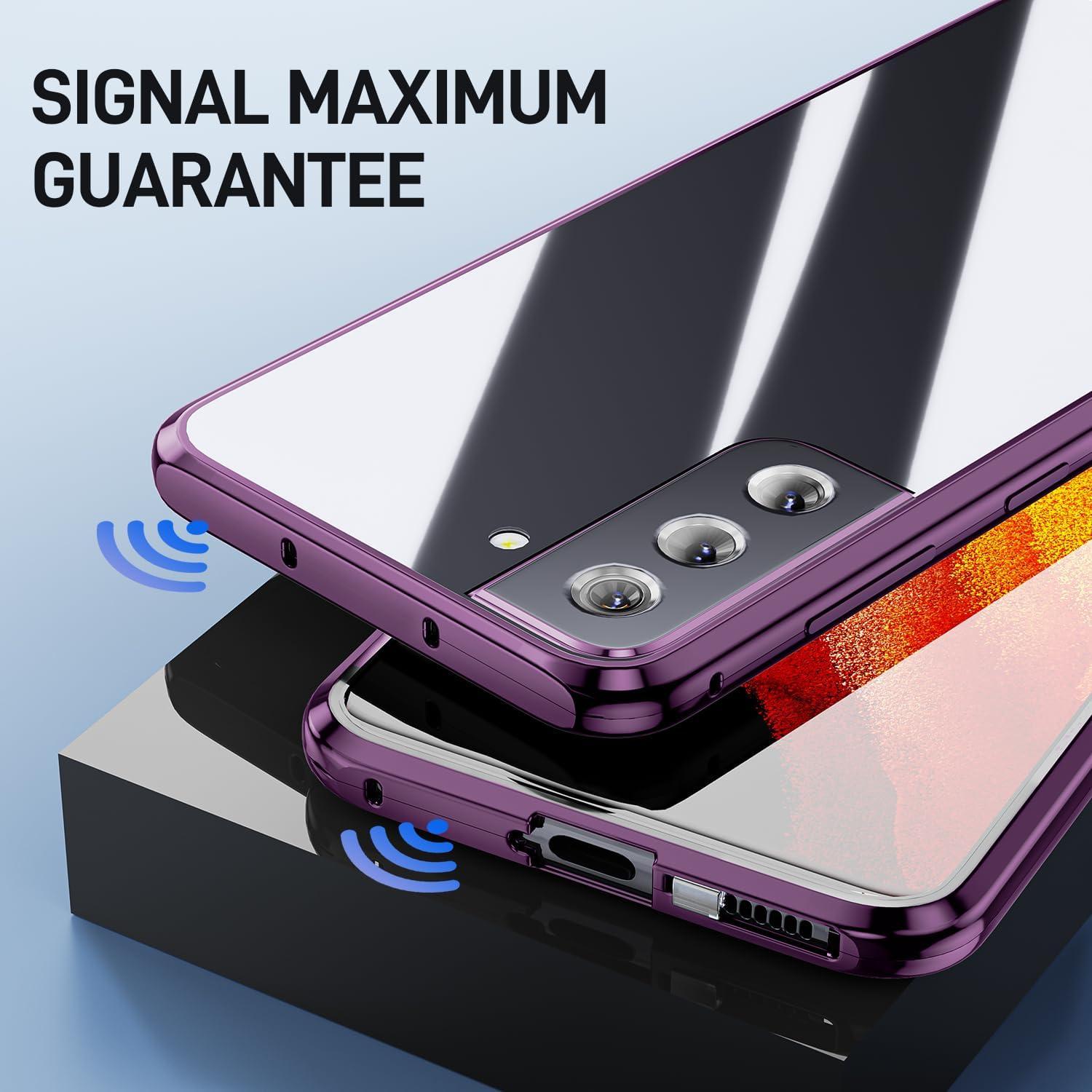 Samsung Galaxy S22 5G Hülle Adsorption Gehärtetes Glas Magnet lila