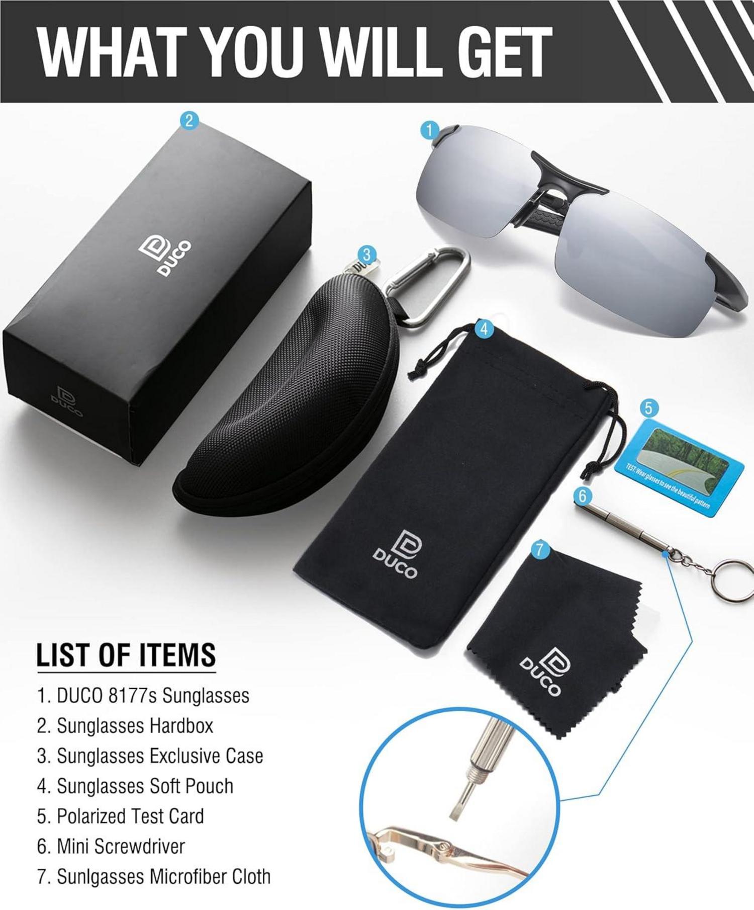 DUCO Herren Sportbrille Al-Mg Polarisierte Sonnenbrille UV400
