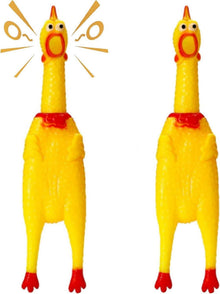 Screaming Chicken Yellow Rubber Dog Toy 2-Pack