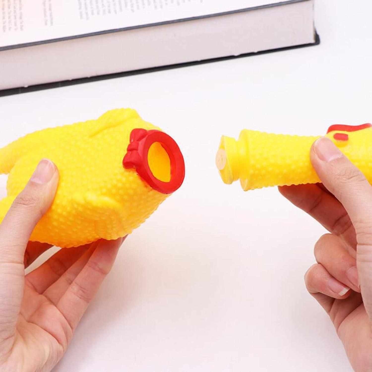 2er Pack Gummi Schreiendes Hühner Hundespielzeug Gelb 17cm