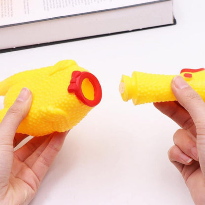 2er Pack Gummi Schreiendes Hühner Hundespielzeug Gelb 17cm