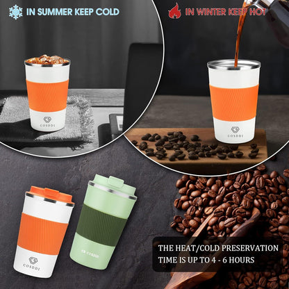 CS COSDDI Thermobecher Edelstahl 380ml Isolier Reisebecher Kaffee Tee