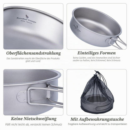 Titan Camping Geschirr Set mit Klappgriffen – 5-teilig
