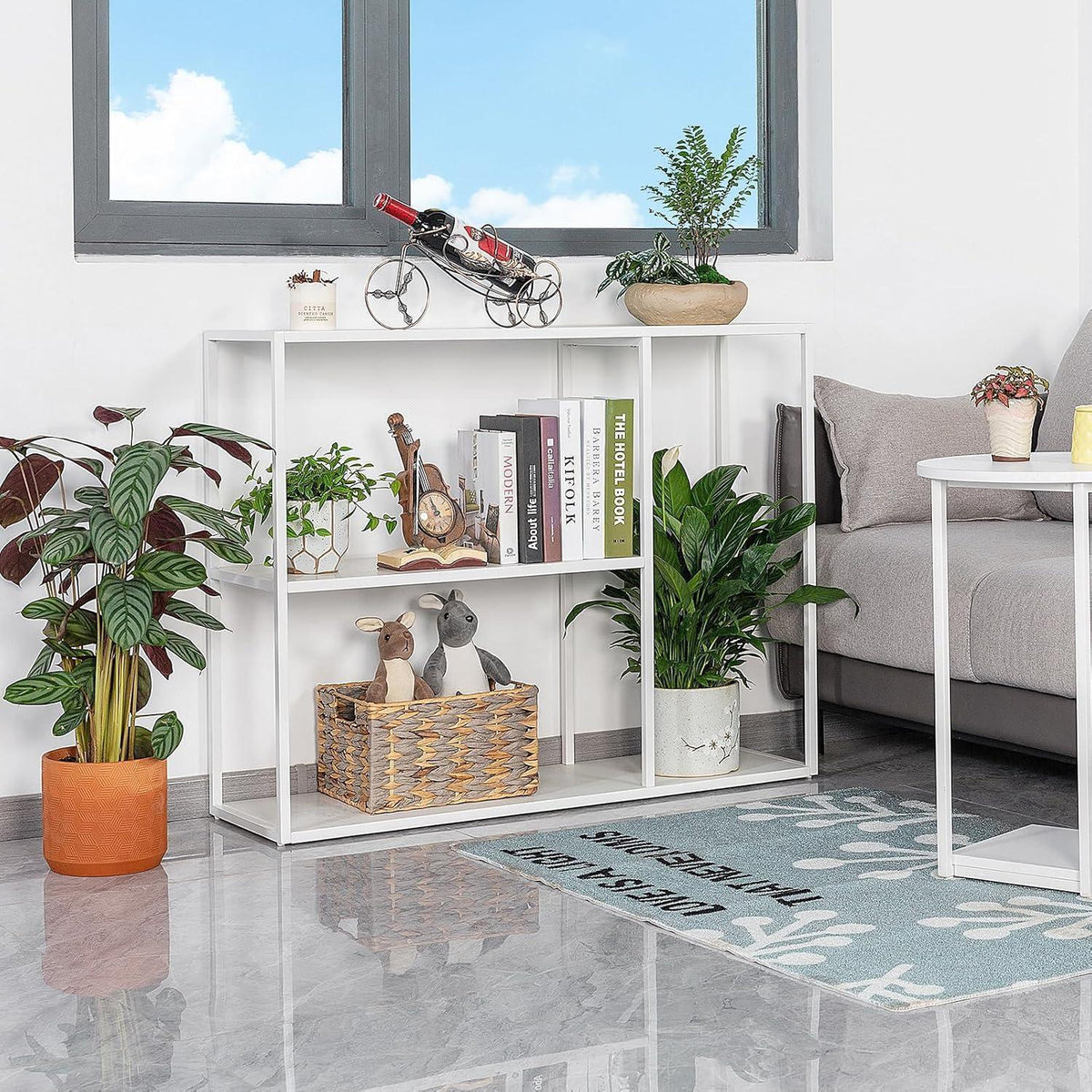 Moderner Konsolentisch mit 3 Ablagen – Weiß 80x25x75cm