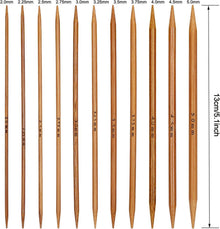 Bambus Stricknadeln Set 13 cm Doppelspitzen Nadelspiel 55