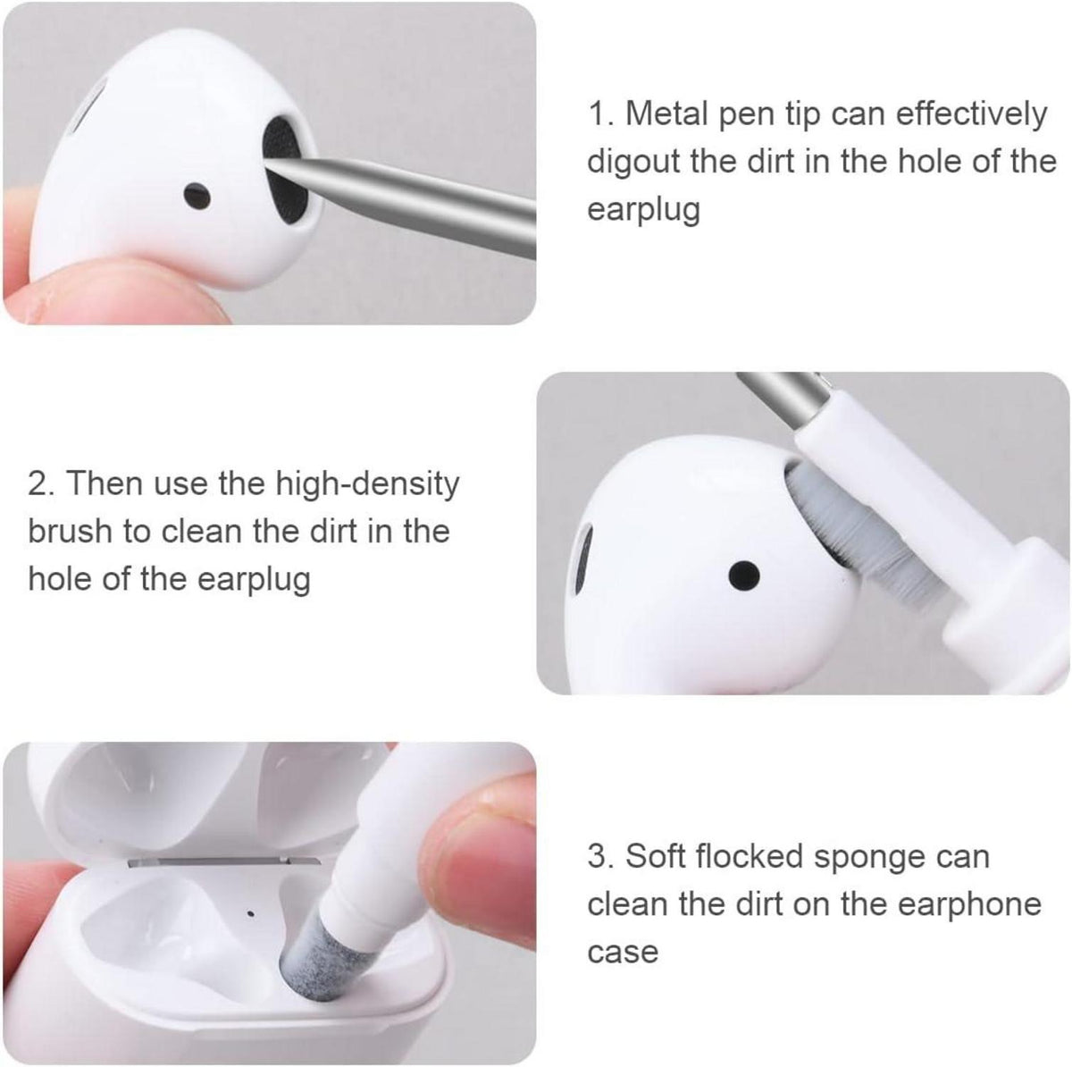 Vicloon Reinigungsset für Airpods Pro - Multifunktions-Reinigungsstift & weiche Bürste