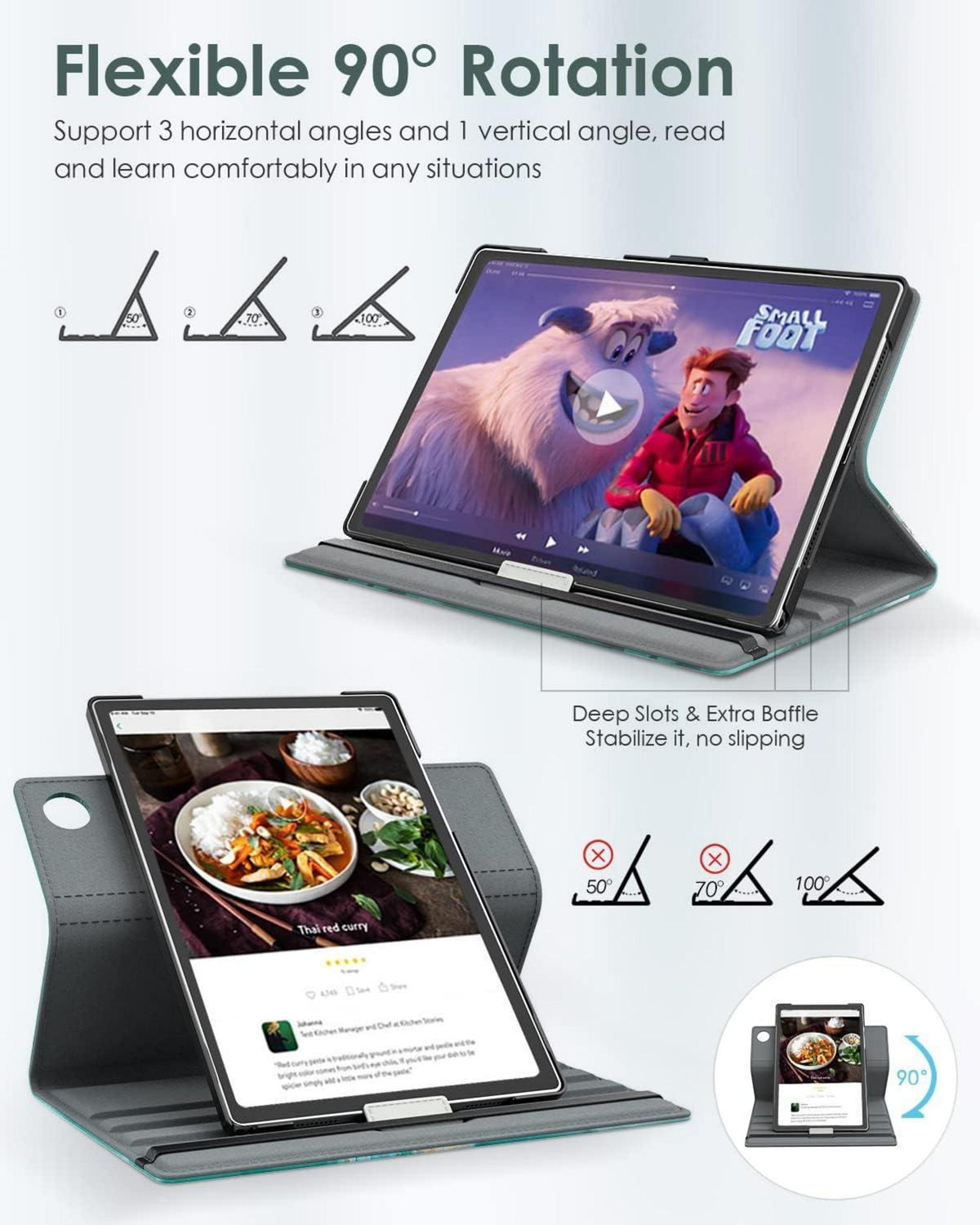 TiMOVO Galaxy Tab A8 10,5 Zoll Hülle 90° Drehbar Pfauenblau