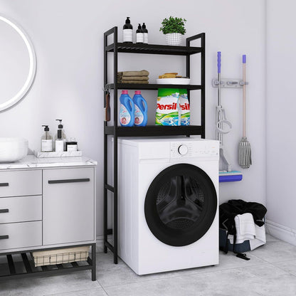 Bambus Badezimmer Regal mit 3 verstellbaren Regalen Schwarz