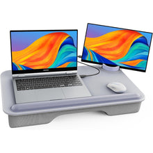 Laptop Schreibtisch mit Handgelenkauflage und Tablet Halterung (Grau)
