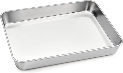 Rechteckiges Edelstahl Backblech 31.5x25x5cm Lasagne Brownie