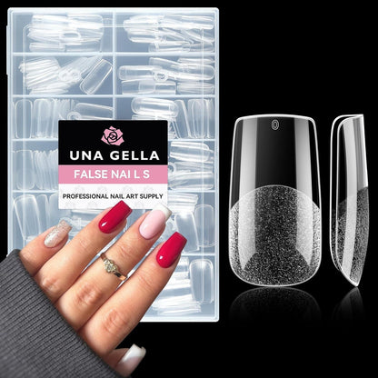 Quadratische Gel Nageltips 216 Stück – 12 Größen für Nagelverlängerung