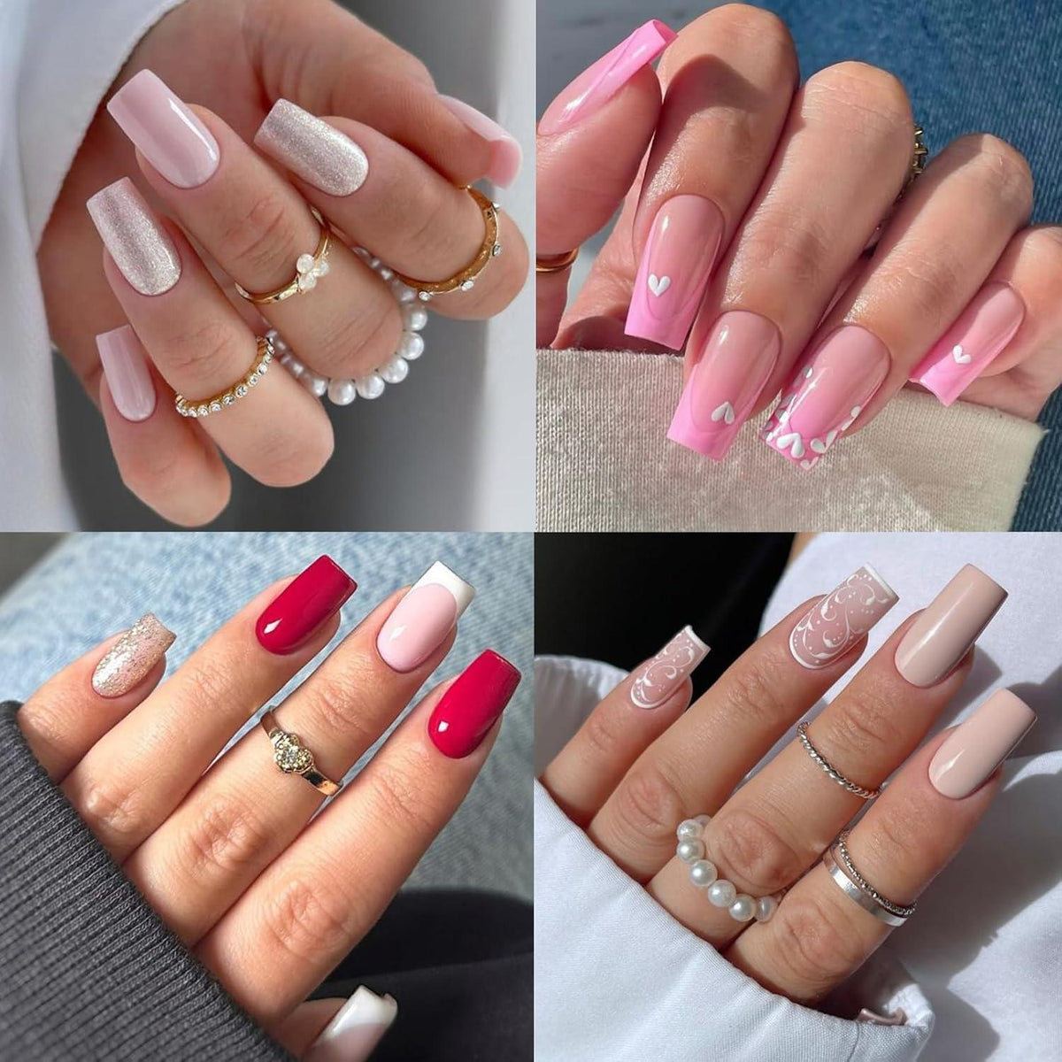 Quadratische Gel Nageltips 216 Stück – 12 Größen für Nagelverlängerung