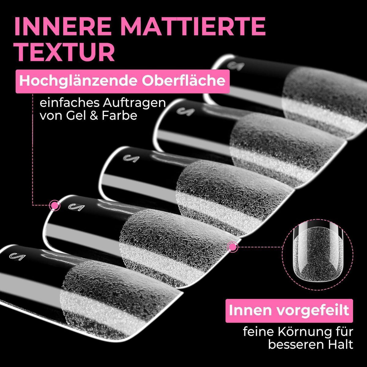 Quadratische Gel Nageltips 216 Stück – 12 Größen für Nagelverlängerung