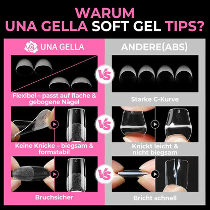 Quadratische Gel Nageltips 216 Stück – 12 Größen für Nagelverlängerung
