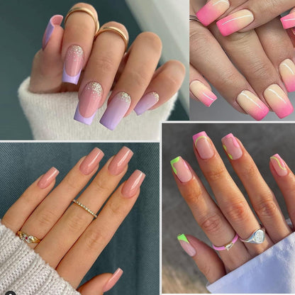 Quadratische Gel Nageltips 216 Stück – 12 Größen für Nagelverlängerung