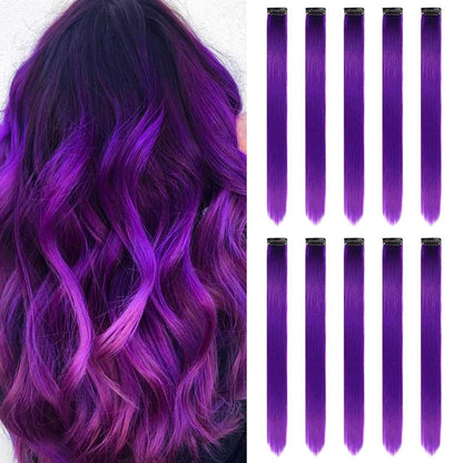 Clip-In Haarverlängerung Violett 22 Zoll Gerade Haarverlängerung