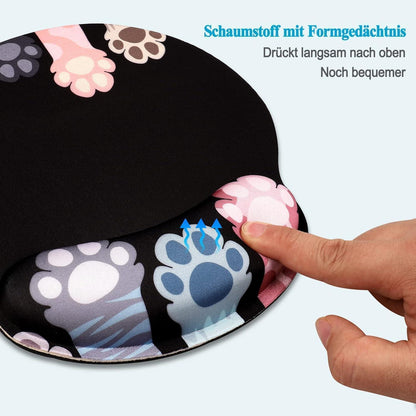 Ergonomisches Mauspad mit Handgelenkauflage Katzenmotiv