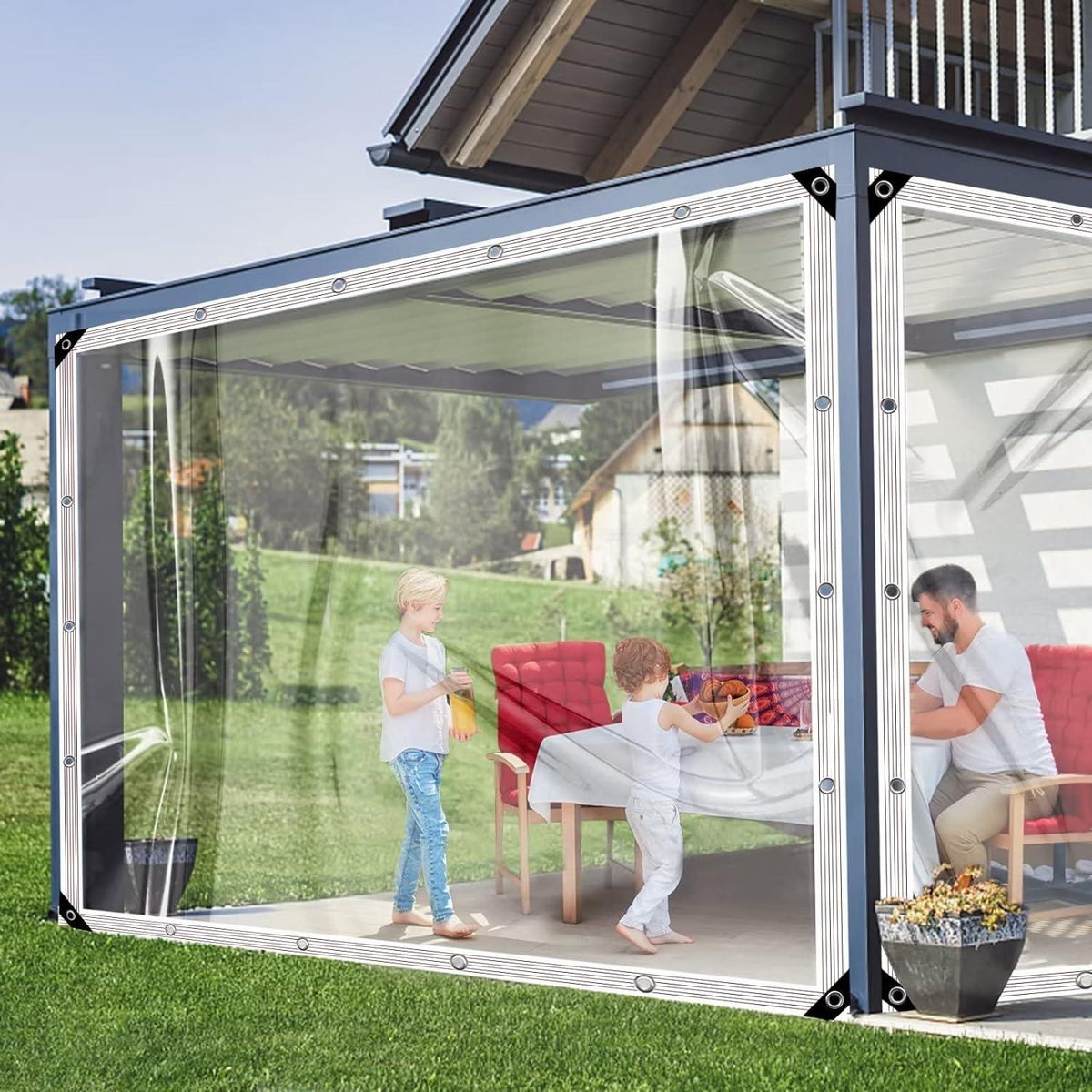 Transparente PVC Plane mit ösen wasserdicht 420g/m² 3x3m