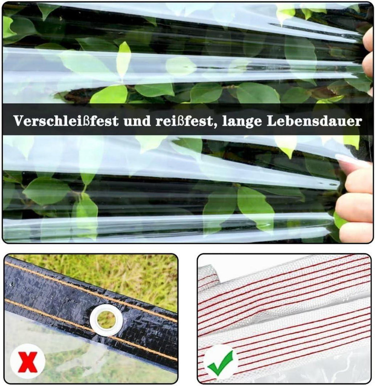 Wasserdichte Transparente PVC-Plane mit Ösen für Garten 4x6m
