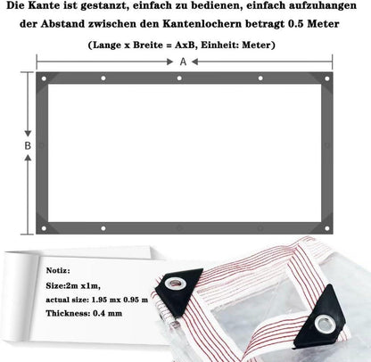 Wasserdichte Transparente PVC Plane 4x6m Ösen Garten Pavillon
