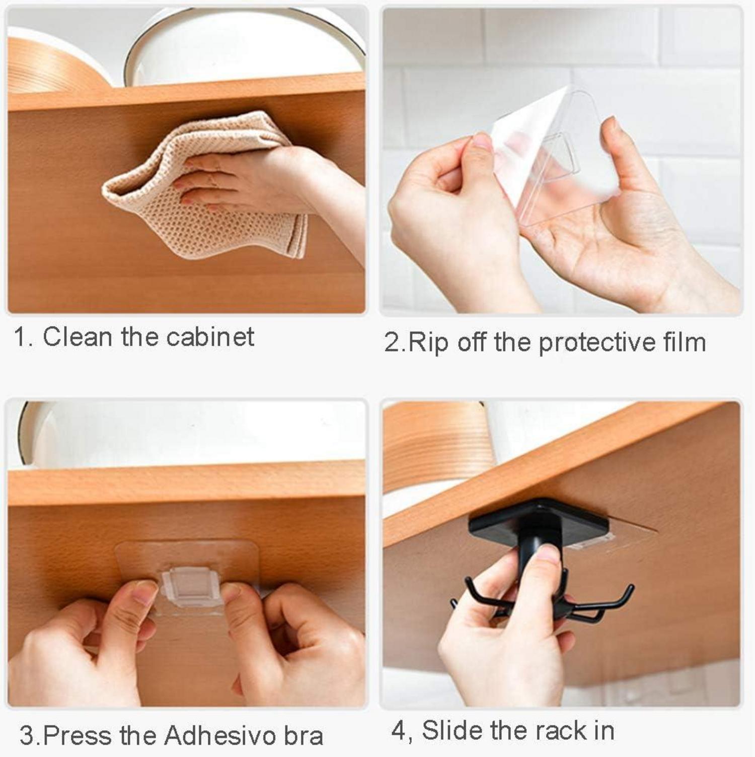2er Set Selbstklebende 360° drehbare Hakenleiste für Küche/Bad/Garderobe