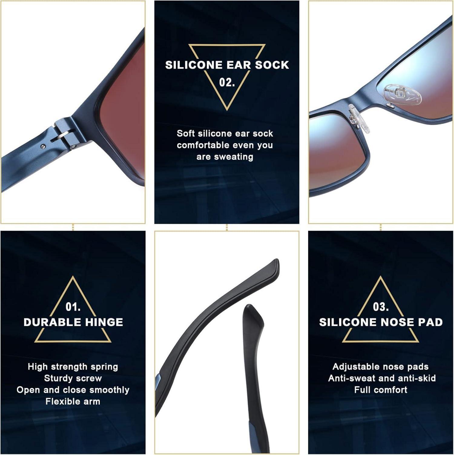 Polarisierte Herren-Sonnenbrille Vintage Aluminium-Rahmen Sport