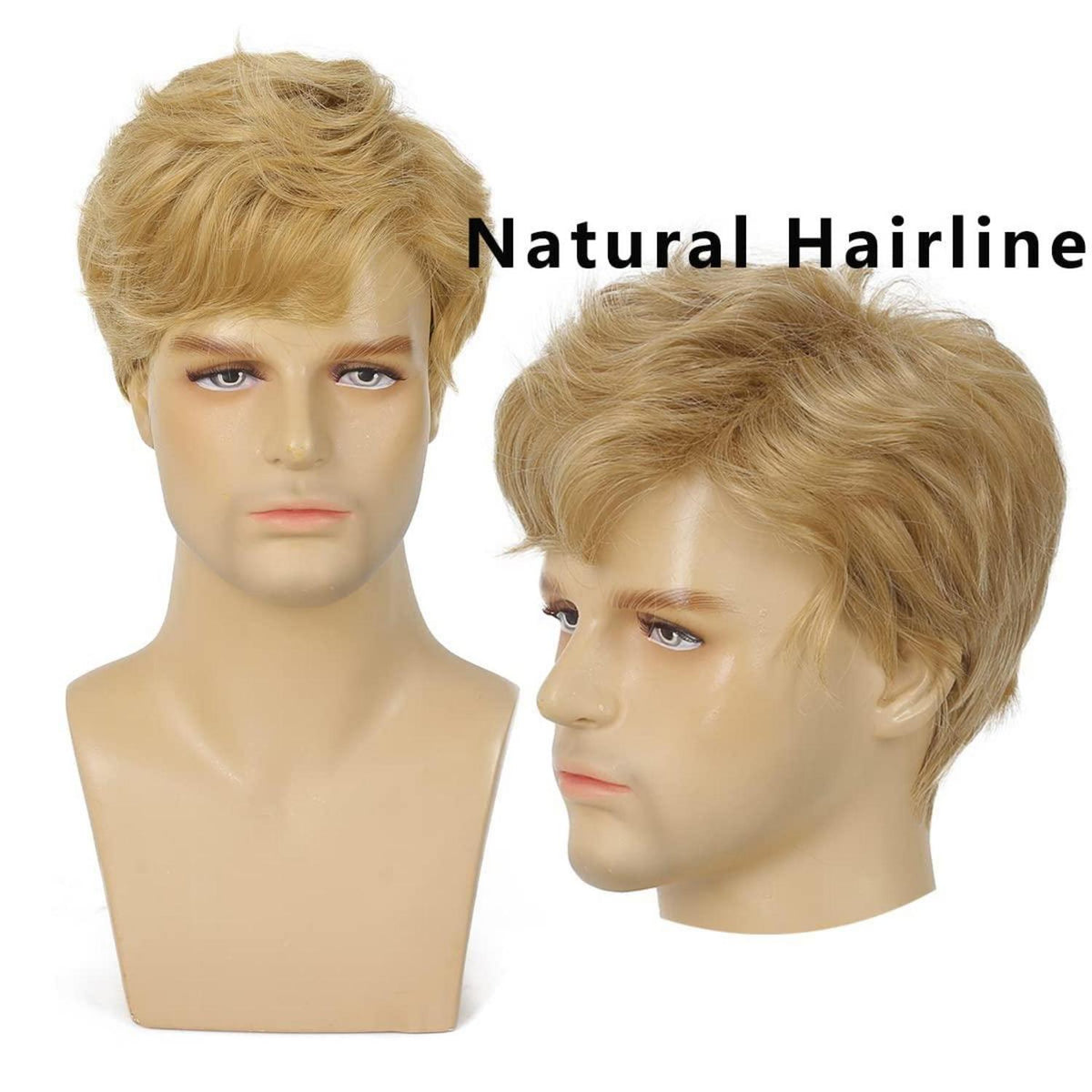 Lockige blonde Herren Cosplay-Perücke Halloween Hitzebeständig 22 Zoll