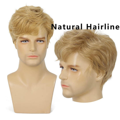 Lockige blonde Herren Cosplay-Perücke Halloween Hitzebeständig 22 Zoll