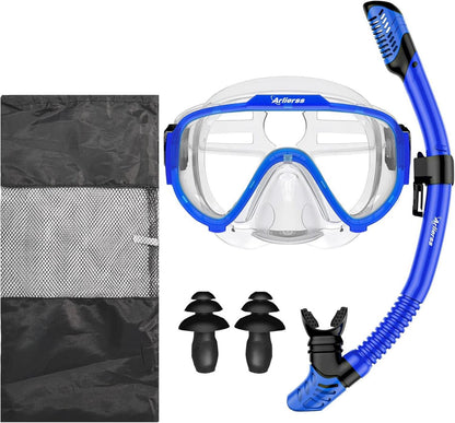Arlierss Schnorchelset Erwachsene Anti-Fog Tauchmaske Trocken Schnorchel