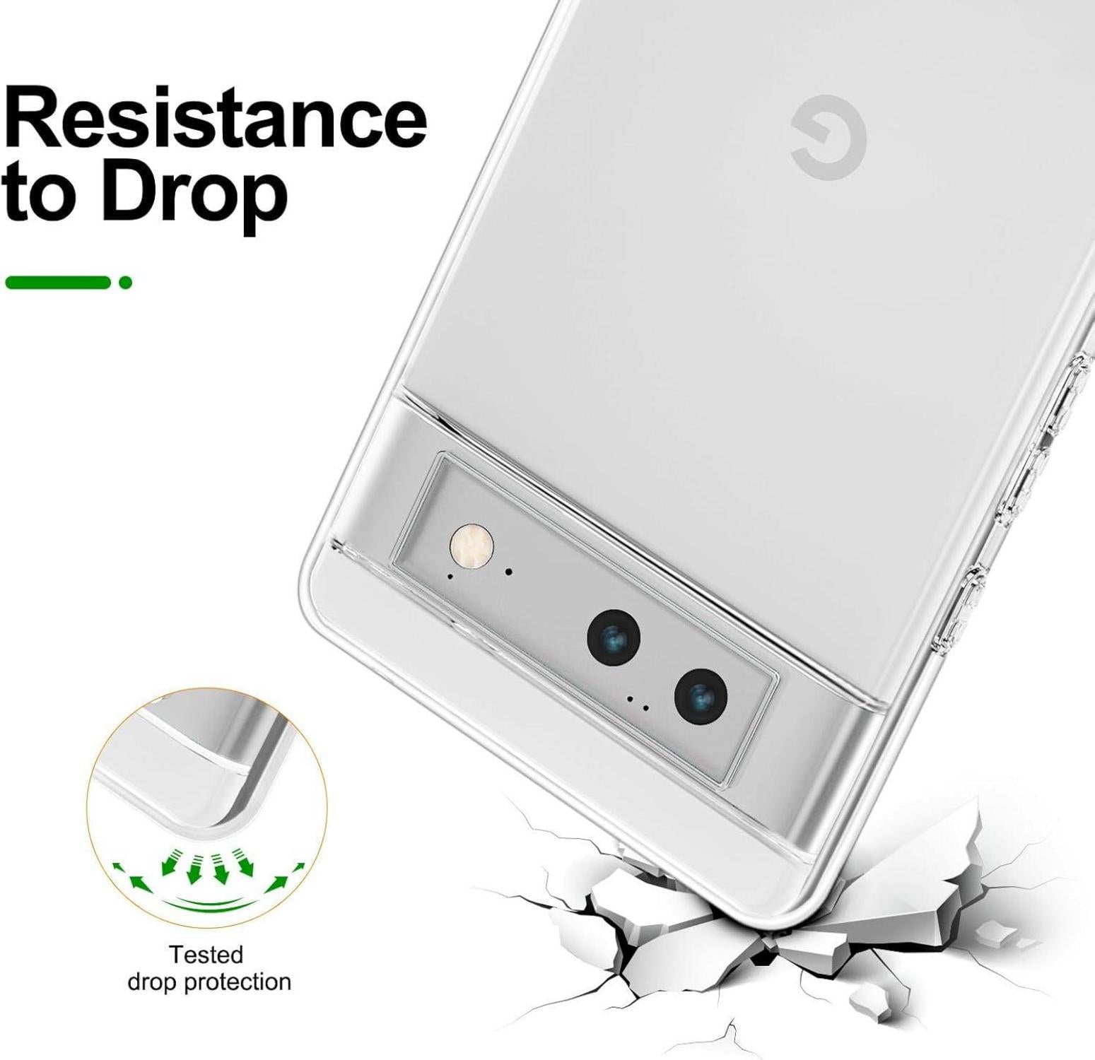 Hülle für Google Pixel 6 Transparent TPU Schutz Glas 2x Panzer Scratch