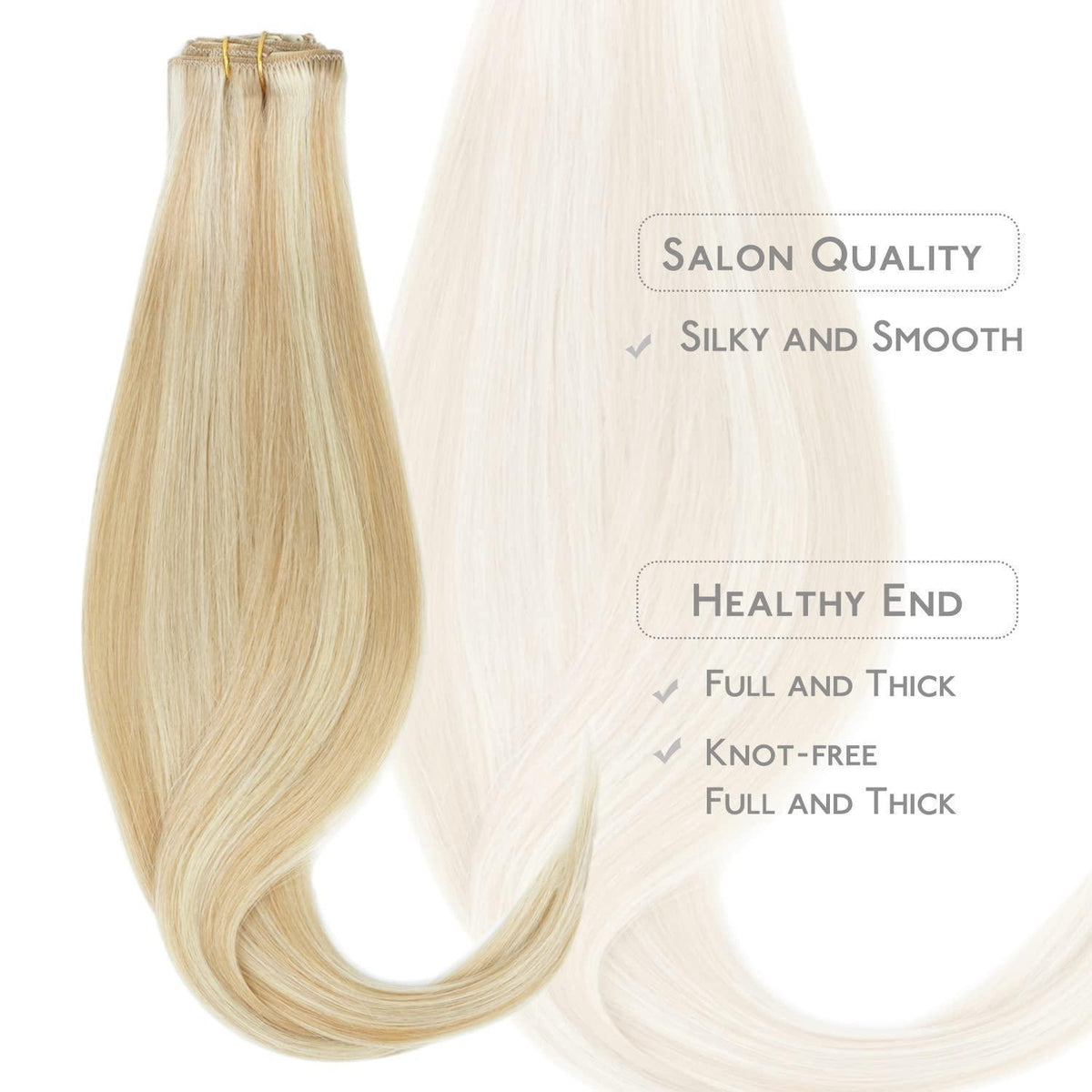 Echthaar Clip-in Extensions Dreckiges Blond Highlights 45cm