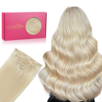 Echthaar Clip-in Extensions Bleichblond 45cm - 70g