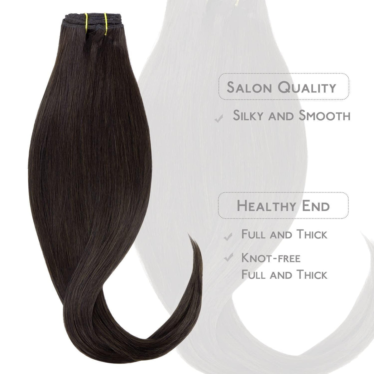 Echthaar Clip-in Extensions Dunkelbraun 45cm - 70g