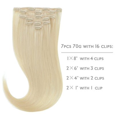 Echthaar Clip-in Extensions Bleichblond 50cm - 70g