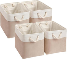 Aufbewahrungsbox Stoff 4er Pack Helles Khaki/Weiß 33x38x33cm