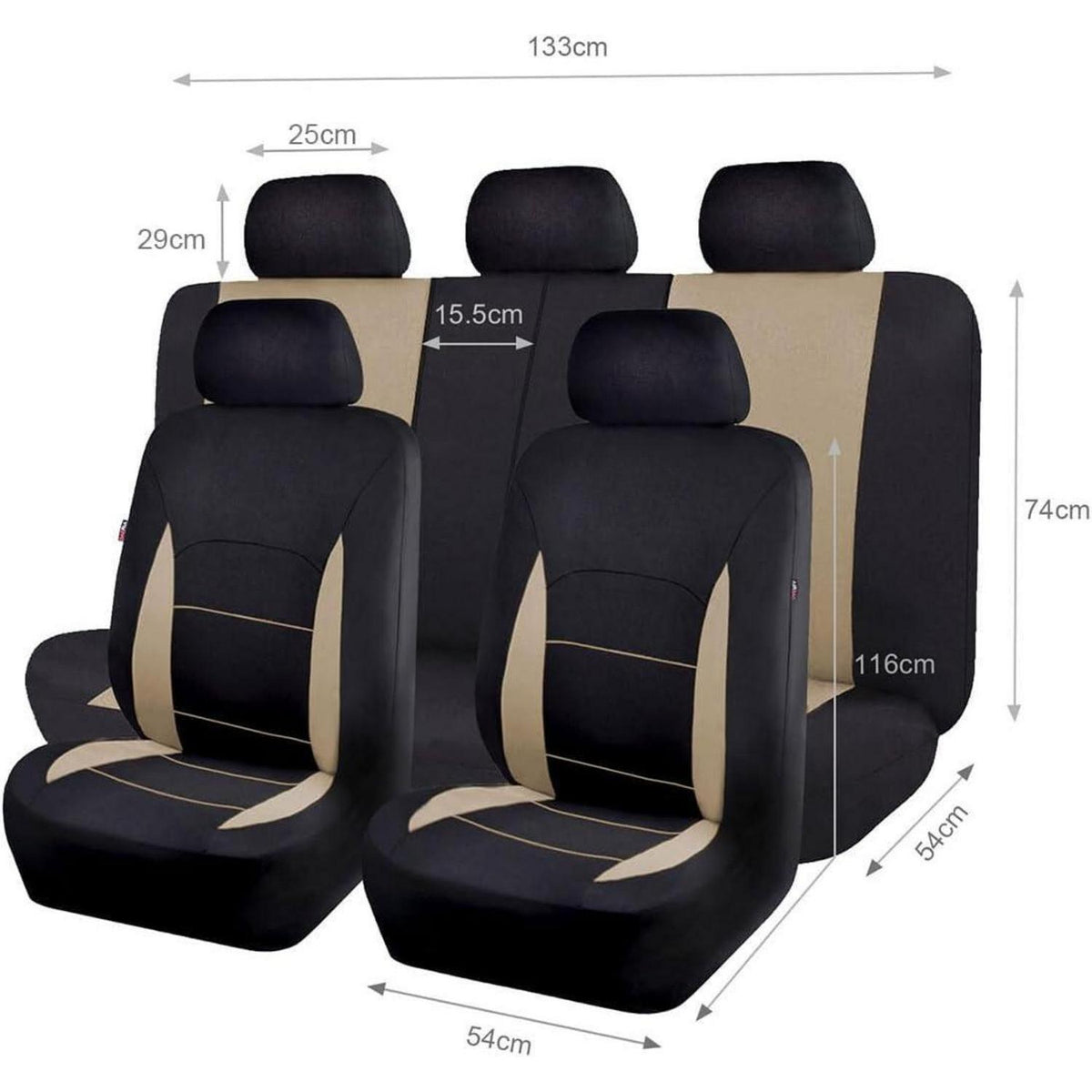 Autositzbezüge Komplettset Universal Beige Schwarz