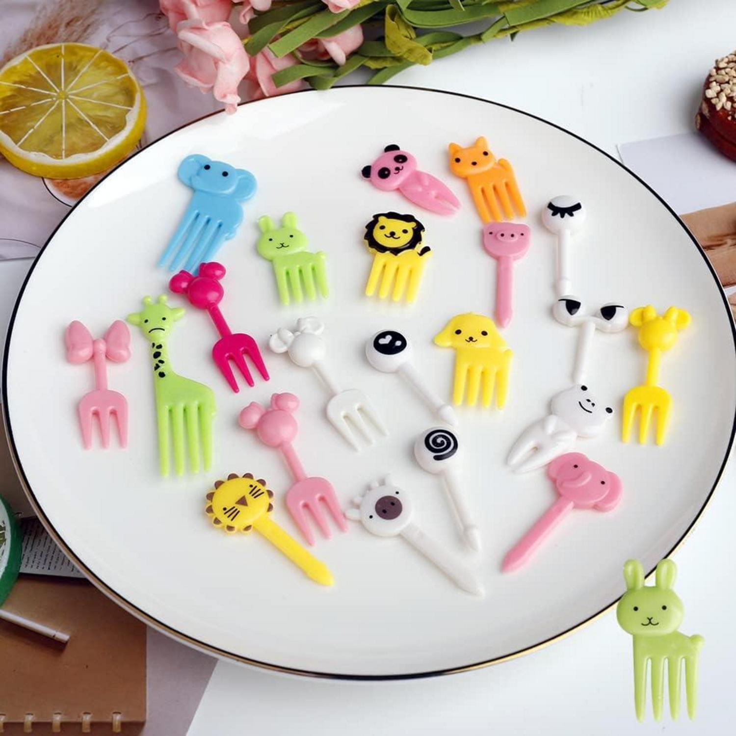 60 Stück Tier Obstgabeln Kunststoff Mini Gabeln Fingerfood