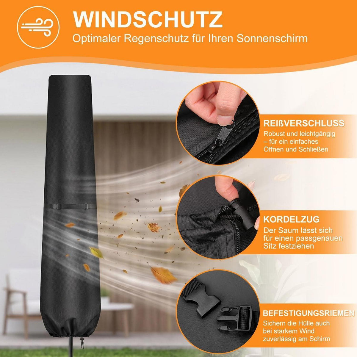 Sonnenschirm Schutzhülle 2-3m mit Teleskopstab & Aufbewahrung