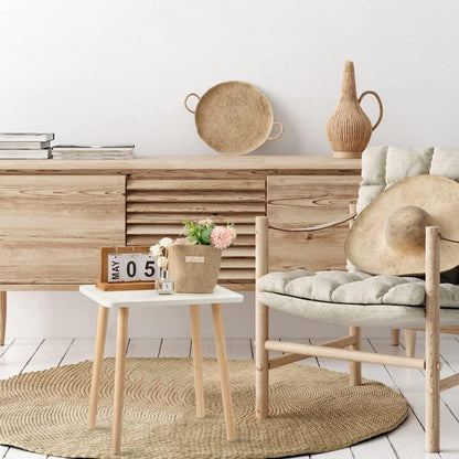 Moderner Beistelltisch Rose Gold mit Holzbeinen | 40x30x42cm