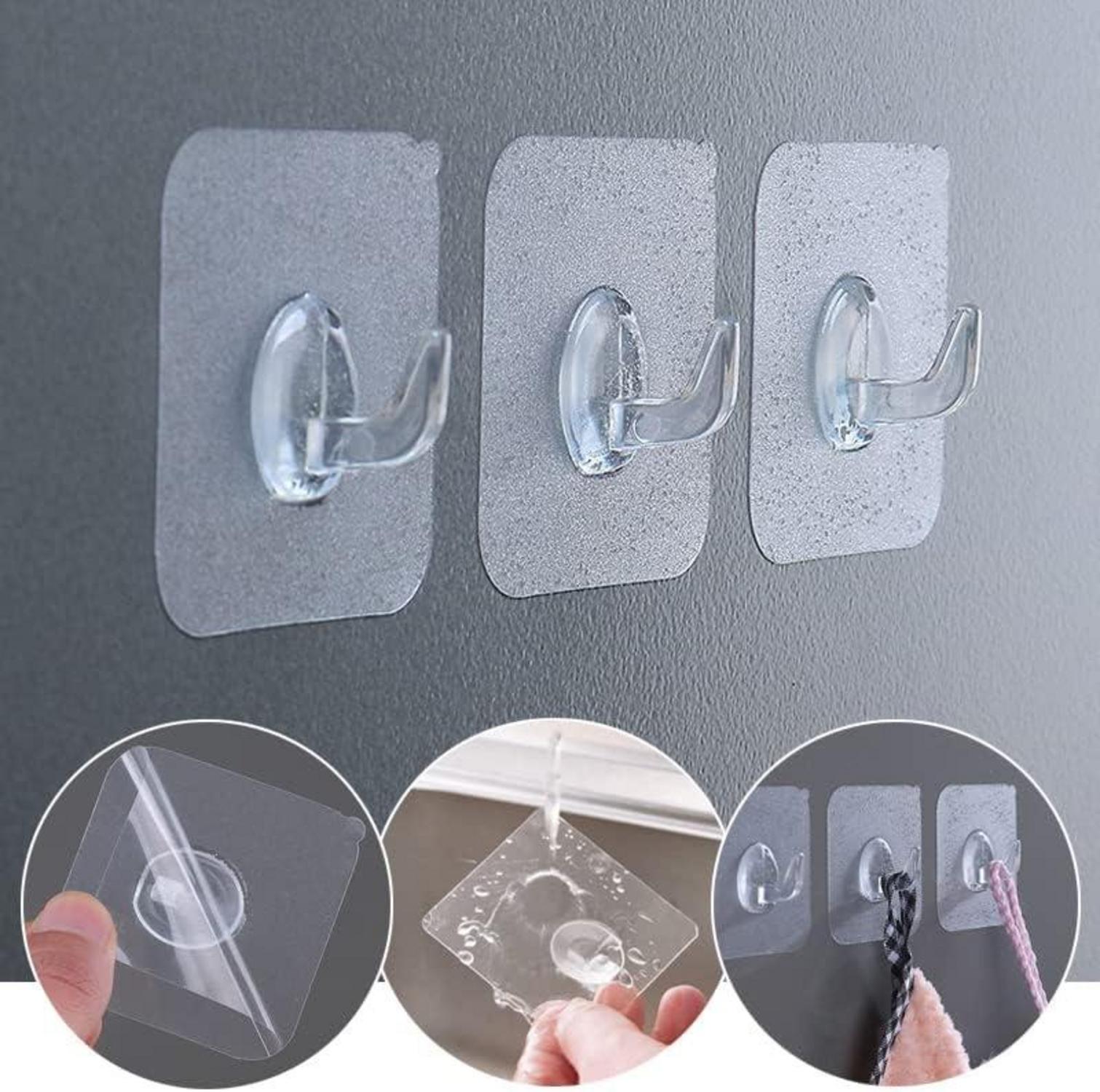 Selbstklebende Haken Transparent 24 Stk mit Schaber, 10kg - Bad Küche ohne