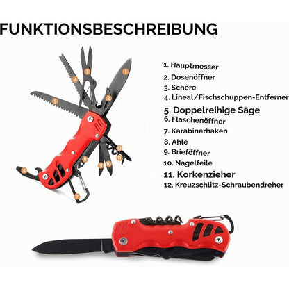 Multitool Taschenmesser 12-in-1 – Robustes Werkzeug für Outdoor & Alltag