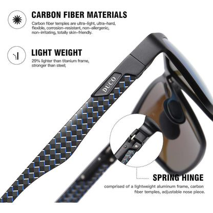 Polarisierte Sonnenbrille Rechteck Metallrahmen Kohlefaser