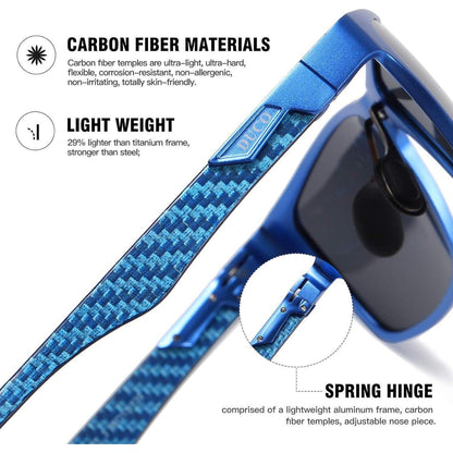 Polarisierte Herren Sonnenbrille Kohlefaser Metallrahmen