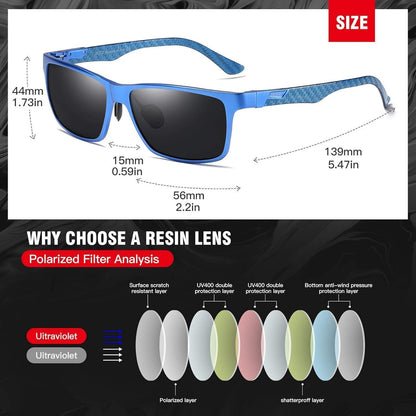 Polarisierte Herren Sonnenbrille Kohlefaser Metallrahmen